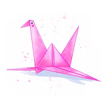 一只粉红色的千纸鹤水彩画插画4144051免抠图片素材