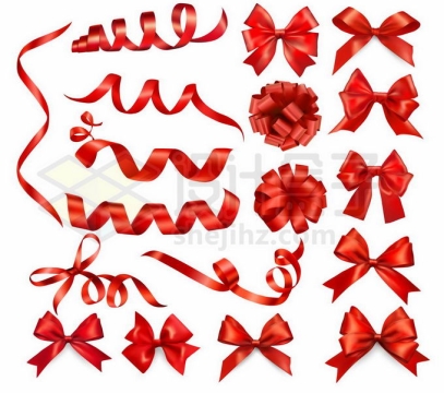 各种红色丝带蝴蝶结装饰4353352矢量图片免抠素材