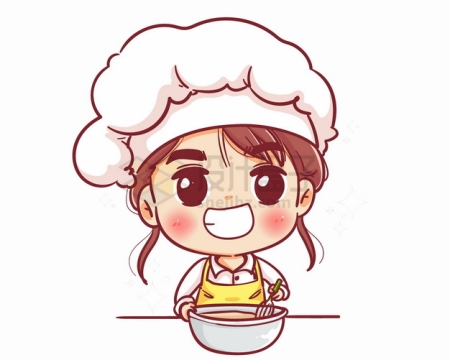 卡通美女小厨师正在做菜烹饪png图片素材