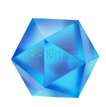 蓝色多面体立体形状3D模型1275187PSD免抠图片素材