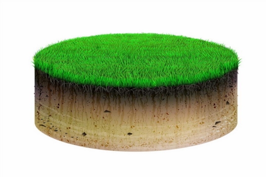 圆形土壤土层和上面的绿色青草地png图片免抠矢量素材