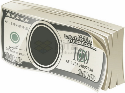 一沓100美元钞票纸币扁平插画png图片素材