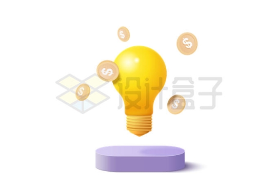 黄色电灯泡象征了点子主意和金币7410689矢量图片免抠素材