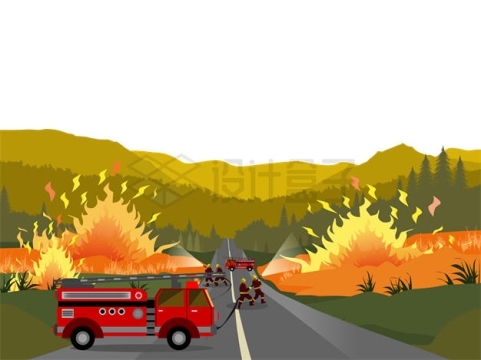 森林火灾消防员正在灭火4860601矢量图片免抠素材