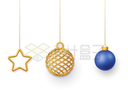 金色五角星圣诞球等圣诞节装饰物4002946矢量图片免抠素材