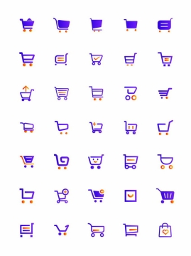 35款紫色卡通超市购物车图标2207750矢量图片免抠素材免费下载