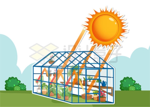 卡通太阳对温室农业的影响示意图8573365矢量图片免抠素材