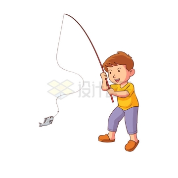 卡通男孩正在钓鱼8603998矢量图片免抠素材
