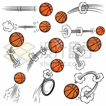 各种飞行中的篮球漫画插画807560免抠矢量图片素材