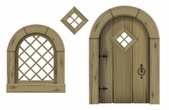拱形木门和木窗png图片免抠矢量素材