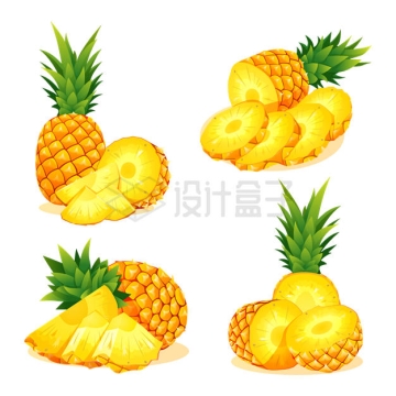 4款金色的菠萝凤梨美味水果5671947矢量图片免抠素材