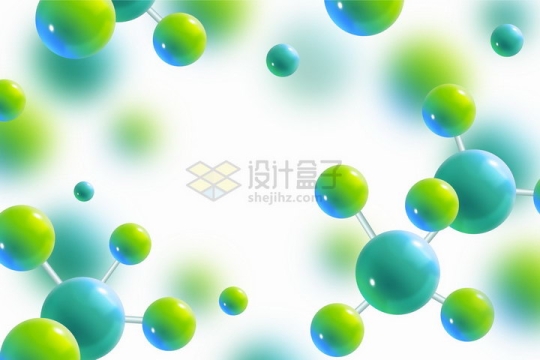 绿色3D立体圆球组成的分子结构模型背景图png图片免抠矢量素材