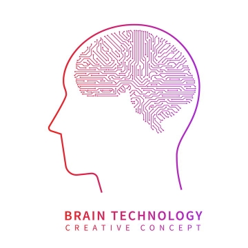 创意简单电路组成的人体大脑结构免抠矢量图片素材