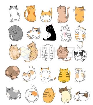 25款超可爱的卡通猫咪小动物3457342矢量图片免抠素材