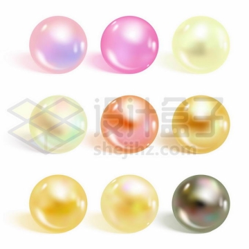 9款粉色金色黑色的3D立体风格珍珠小球圆球5784088矢量图片免抠素材