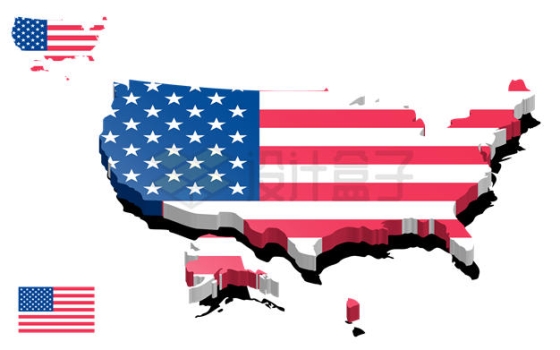 覆盖了美国国旗的3D立体美国地图8496318矢量图片免抠素材