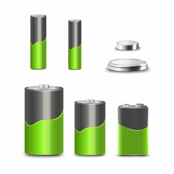 各种逼真的绿色电池和纽扣电池png图片免抠eps矢量素材