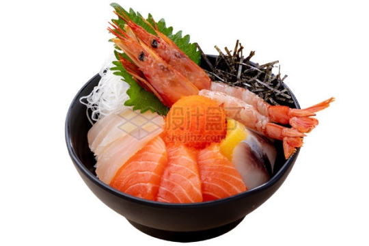 赤海虾三文鱼丼饭日式料理png图片素材