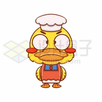 超可爱的卡通小黄鸭戴着厨师帽5883725矢量图片免抠素材
