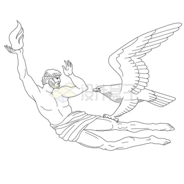 盗火的普罗米修斯和老鹰希腊神话插画2928295矢量图片免抠素材