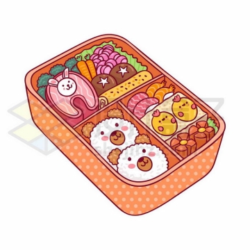 卡通饭盒中的美味美食各种寿司健康食物2636860矢量图片免抠素材免费下载