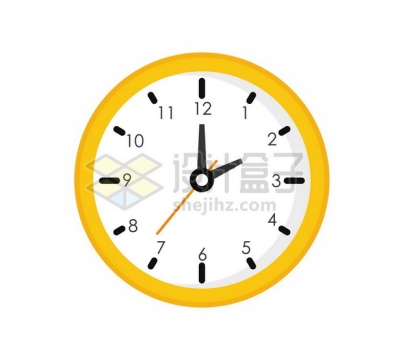 黄色边框的扁平化风格钟表时钟1862652矢量图片免抠素材