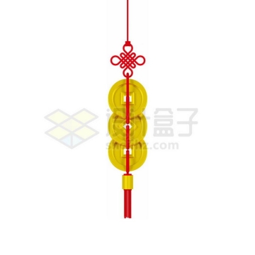 一串中国结和铜钱新年春节挂饰1051491矢量图片免抠素材