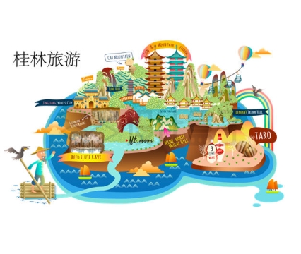 卡通风格桂林旅游地图5673431矢量图片免抠素材