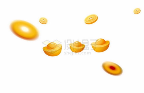 漂浮的金元宝和金币装饰5949369矢量图片免抠素材