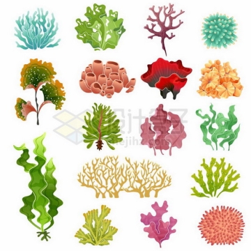 16款海带海草珊瑚等海底景观png图片免抠矢量素材
