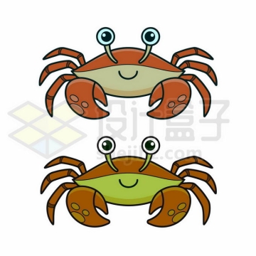 2个不同颜色的卡通梭子蟹螃蟹海蟹9215065矢量图片免抠素材