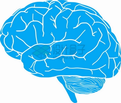 手绘蓝色人体大脑png图片素材