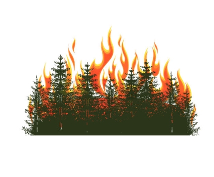 燃烧着熊熊大火的森林火灾剪影4547676矢量图片免抠素材