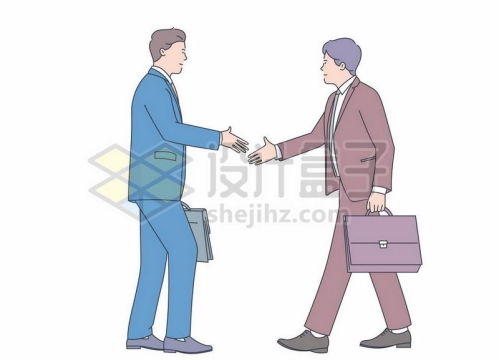 两个拎包的商务人士正在准备握手手绘线条插画3201119矢量图片免费下载