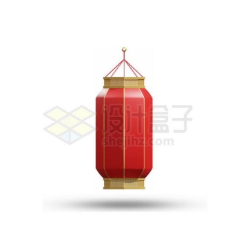 一个红色宫廷花灯大红灯笼3D模型3054462矢量图片免抠素材