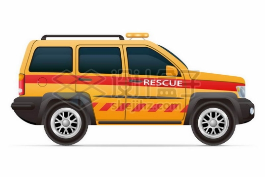 一辆黄色的越野车救援车侧面图9271203矢量图片免费下载