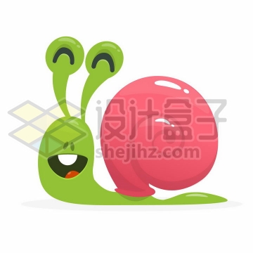 微笑的卡通绿色蜗牛png图片免抠矢量素材