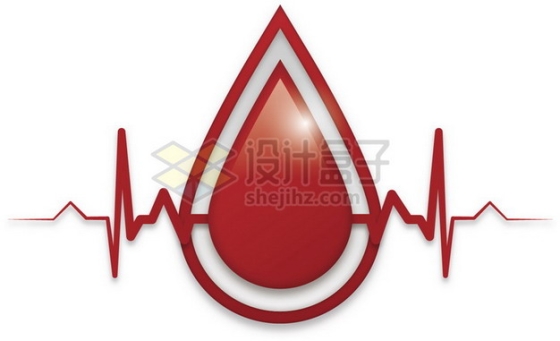 心电图和液滴血液无偿献血png图片素材