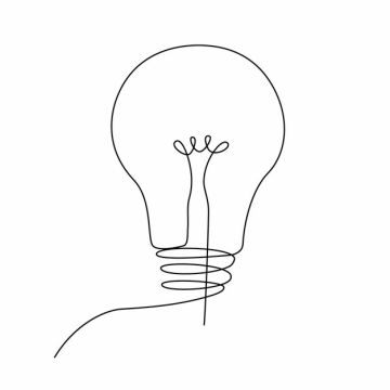 一根线条电灯泡手绘插画简笔画181644png图片素材