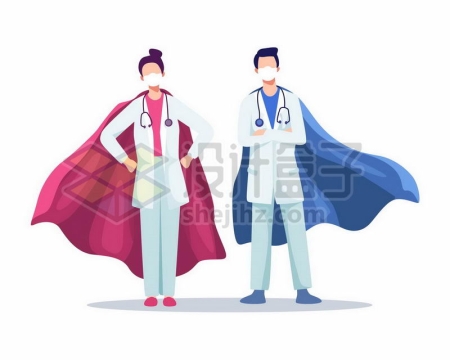 穿着超人披风的医护工作者卡通医生护士1710828矢量图片免费下载