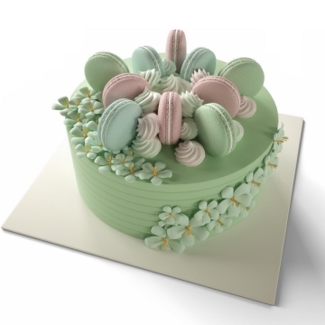 一款3D立体绿色生日蛋糕636753png图片素材
