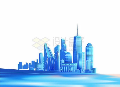 蓝色的城市天际线地平线科幻风格高楼大厦2665946矢量图片免抠素材