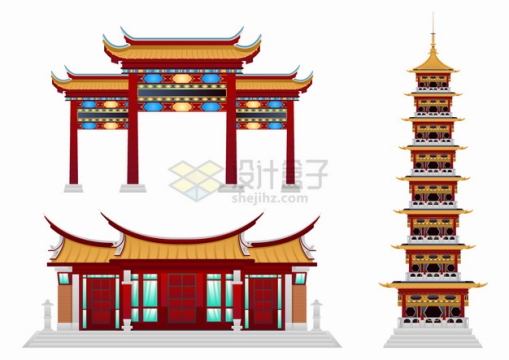 牌楼牌坊宝塔中国传统建筑png图片素材