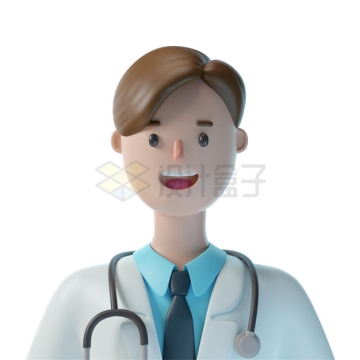 微笑的卡通男医生3D人物模型5441202PSD免抠图片素材