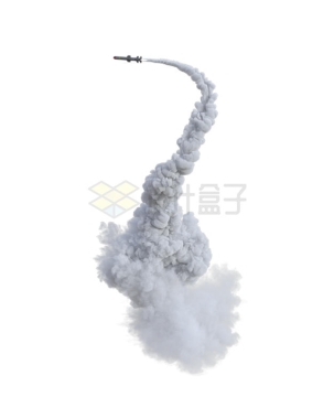 导弹发射的U形尾焰和白色烟雾效果7371386PSD免抠图片素材