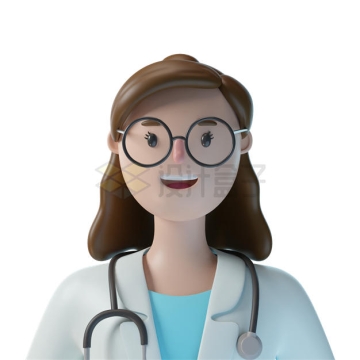 微笑的卡通女医生3D人物模型2589070PSD免抠图片素材