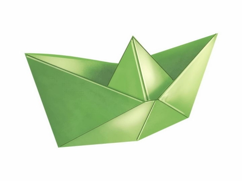 绿色的折纸船png图片免抠矢量素材