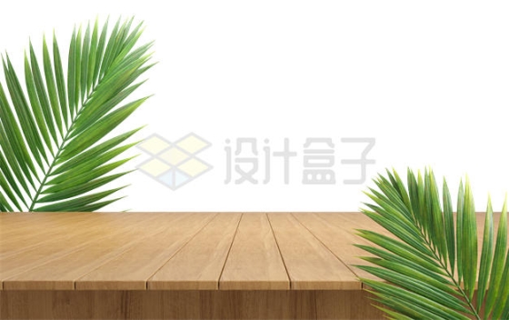树叶装饰的木板产品展台4078572PSD免抠图片素材