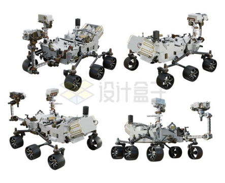 4个不同角度的火星探测器3D模型8825453PSD免抠图片素材