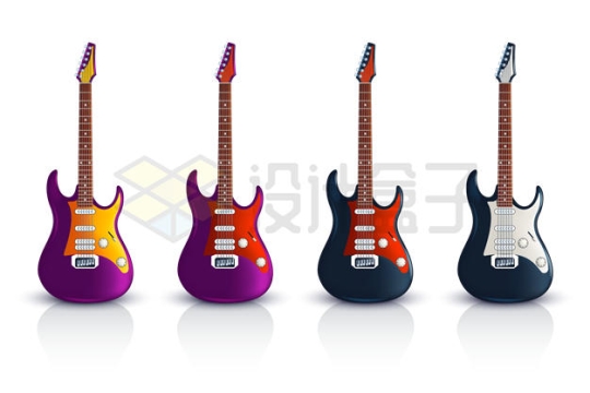 4种颜色的贝斯西洋乐器4737475矢量图片免抠素材